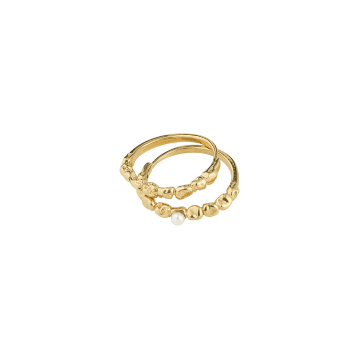 SHIFT RECYCLED PEARL 2-IN-1 RINGS "GOLD-PLATED"