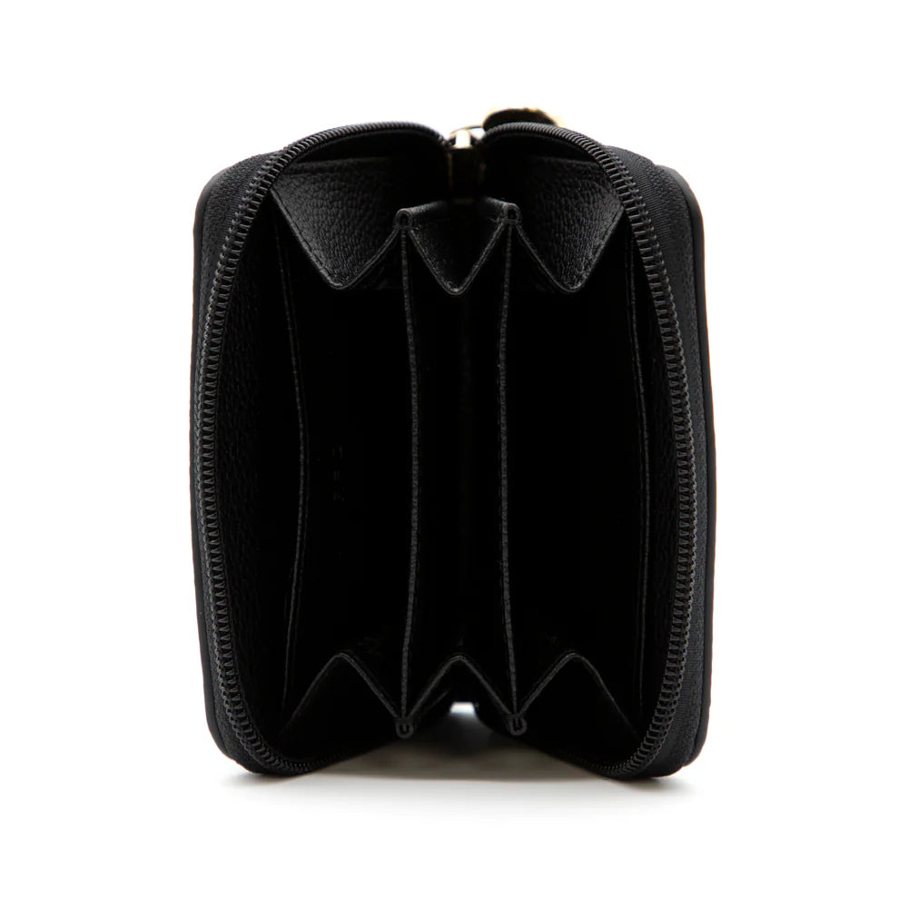 RIONA KETTY PEBBLED RFID SMALL ZIP AROUND WALLET "BLACK"