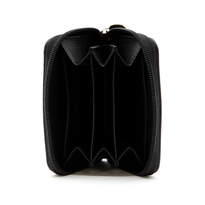 RIONA KETTY PEBBLED RFID SMALL ZIP AROUND WALLET "BLACK"