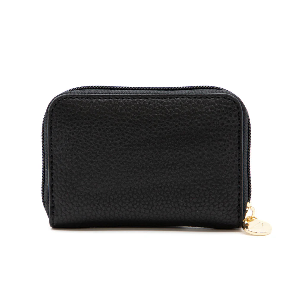 RIONA KETTY PEBBLED RFID SMALL ZIP AROUND WALLET "BLACK"