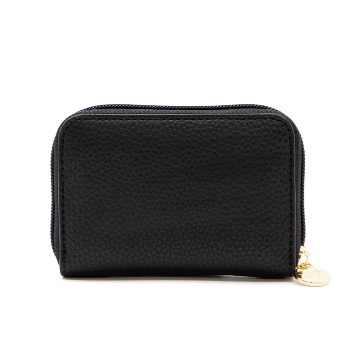 RIONA KETTY PEBBLED RFID SMALL ZIP AROUND WALLET "BLACK"