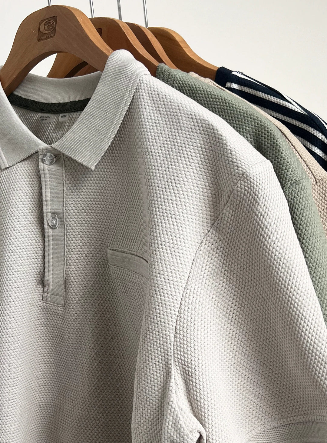 TRENT - BUBBLE JACQUARD POLO "PEBBLE"