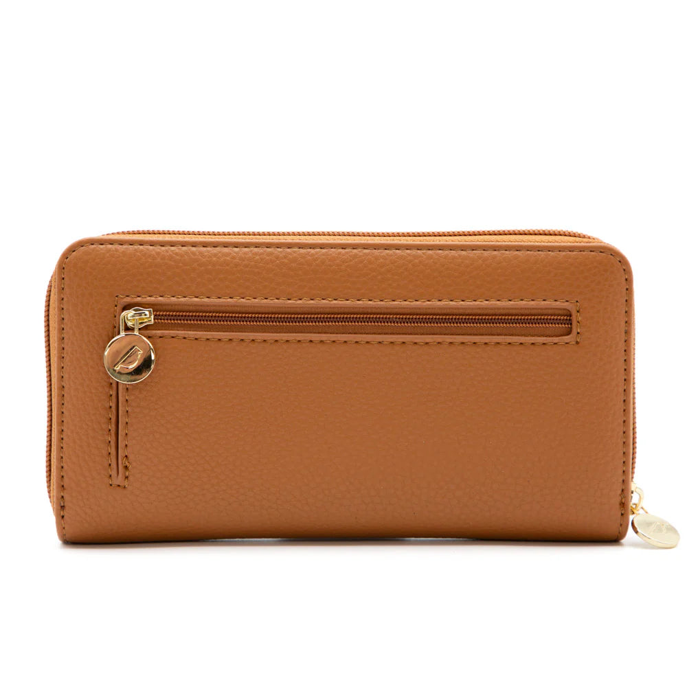 RIONA IVY PEBBLED RFID ZIP AROUND WALLET "COGNAC"