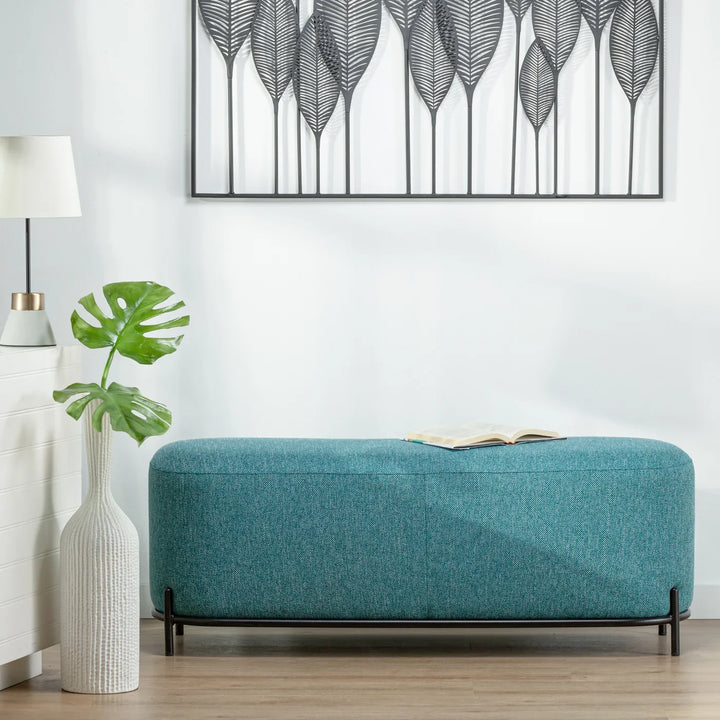 PENDER PIN LEG UPHOLSETERED LONG BENCH "BLUE"