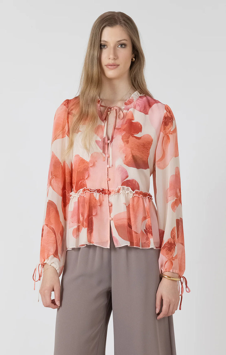 SOFT PEPLUM BLOUSE "ROSE PETALS"