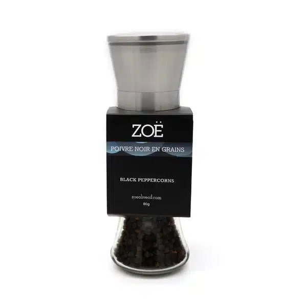 BLACK PEPPERCORNS IN REUSABLE GLASS MILL 80G