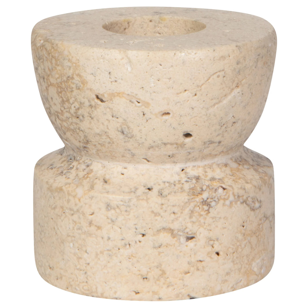 PETRA TRAVERTINE CANDLE HOLDER - SHORT 2"