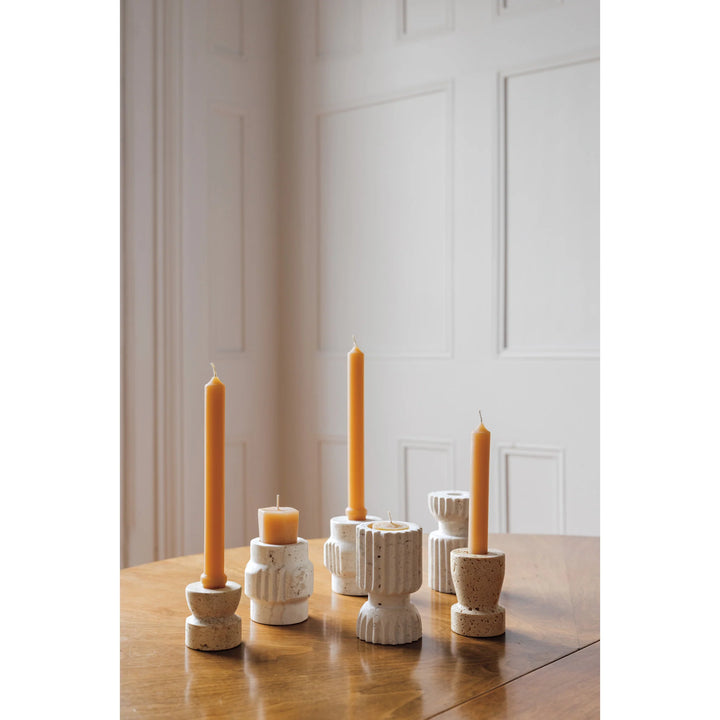 PETRA TRAVERTINE CANDLE HOLDER - SHORT 2"