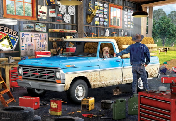 HARD DAYS WORK PICKUP TRUCK TIN - 550-PIECE PUZZLE