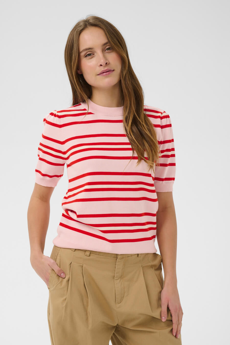 PILASZ SS PULLOVER "CHALK PINK RED MULTI STRIPE"