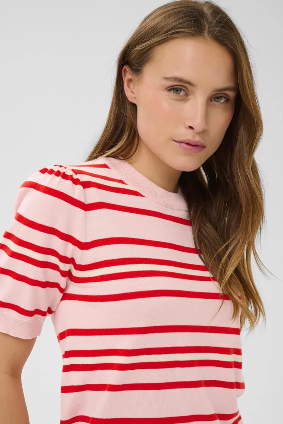 PILASZ SS PULLOVER "CHALK PINK RED MULTI STRIPE"