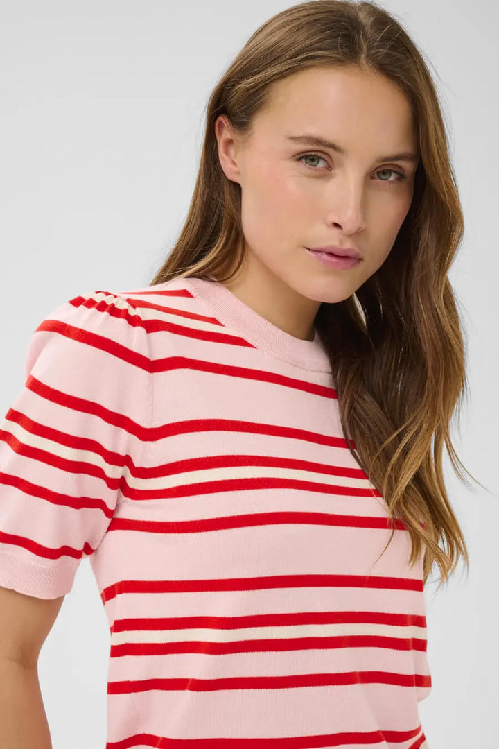 PILASZ SS PULLOVER "CHALK PINK RED MULTI STRIPE"