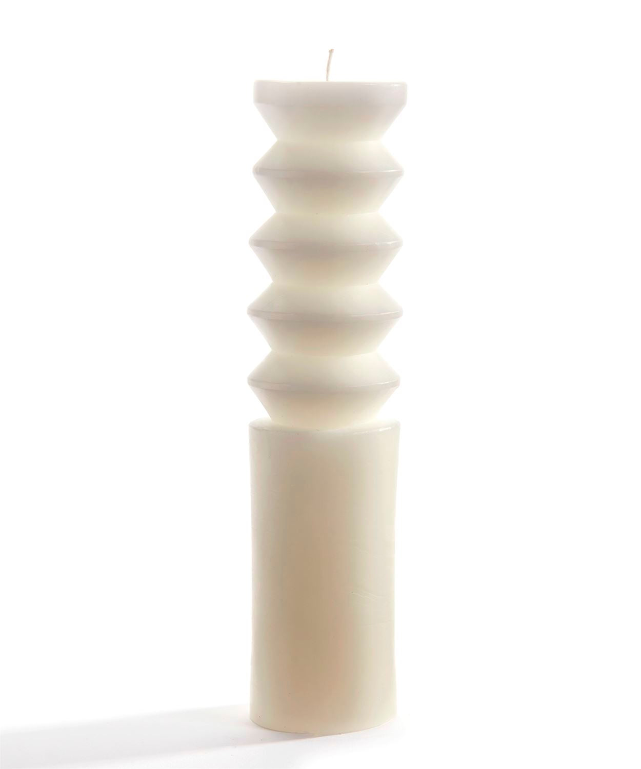 WHITE TIERED TALL PILLAR CANDLE