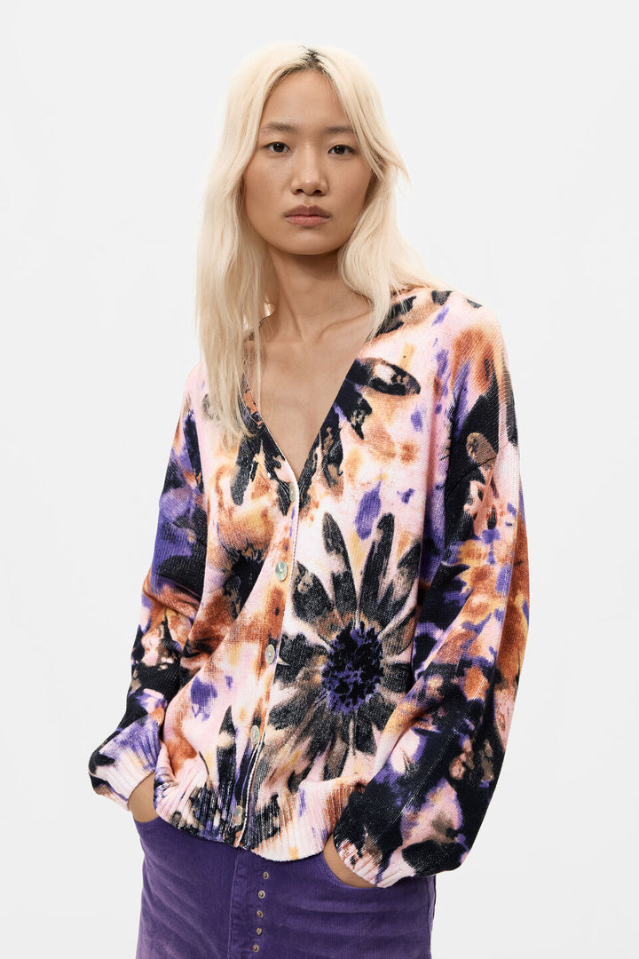 FLORAL PRINT CARDIGAN "BOTANIC PINK"