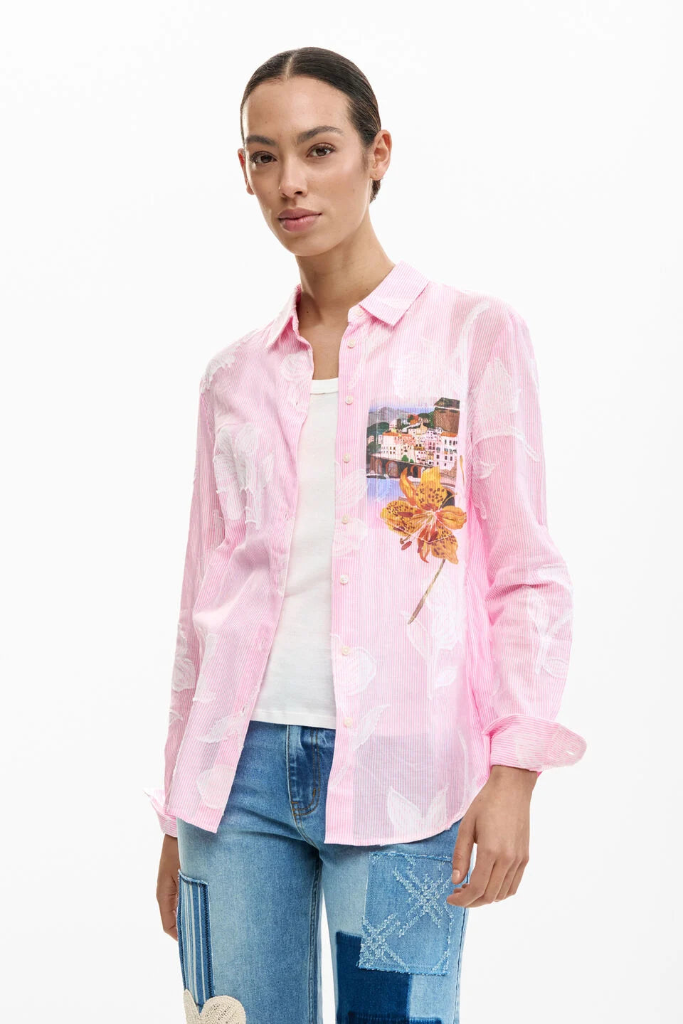 STRIPED POSTCARD SHIRT "PINK"