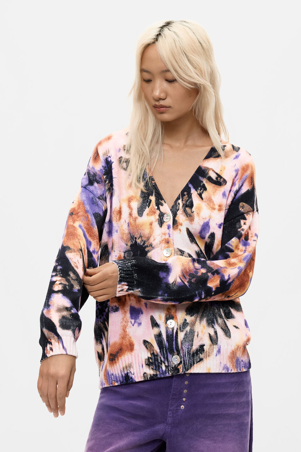 FLORAL PRINT CARDIGAN "BOTANIC PINK"