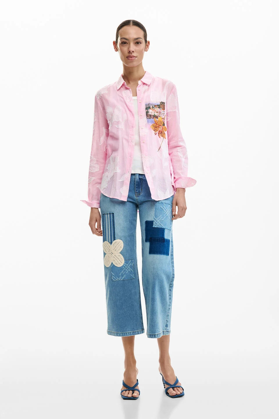 STRIPED POSTCARD SHIRT "PINK"