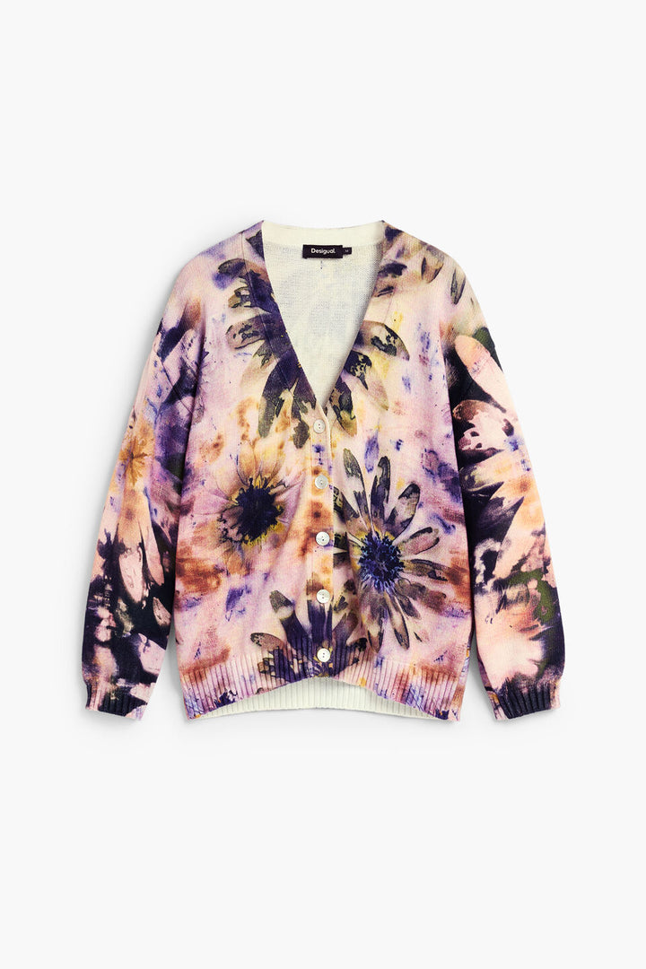 FLORAL PRINT CARDIGAN "BOTANIC PINK"