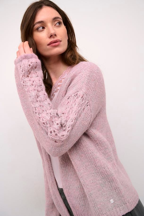 CRNISO KNIT CARDIGAN - DAWN PINK, BEIGE MELANGE