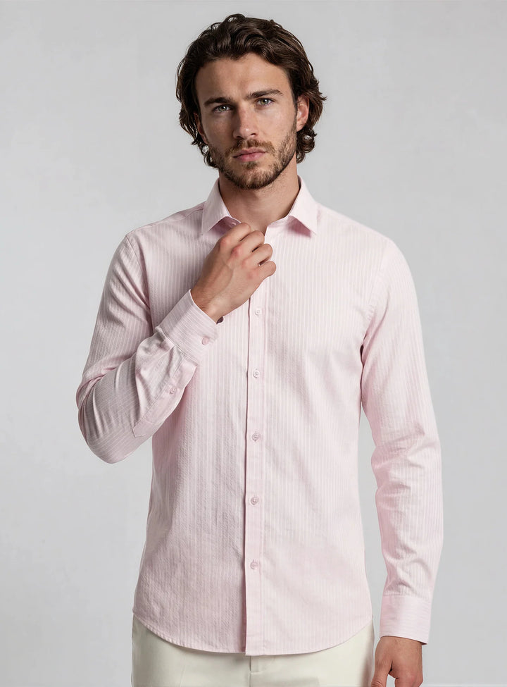 LONZO - LUXURY TONE ON TONE DOBBY TEXTURE SHIRT "PINK"