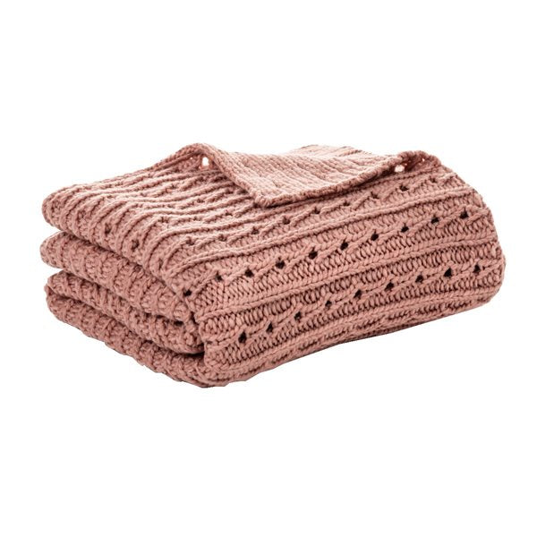 DALIDA PINK KNIT THROW 50X50