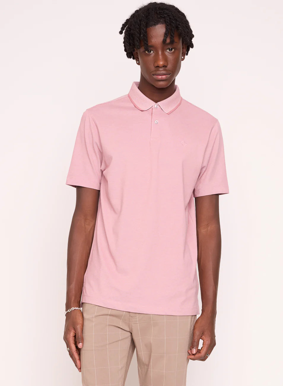 GREG - TWO-TONES PIQUE POLO "PINK"