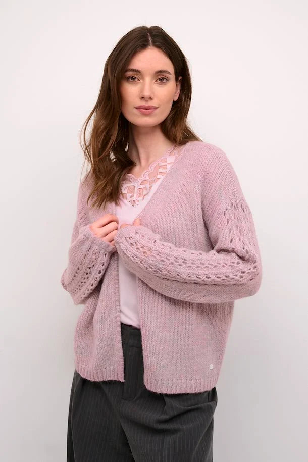 CRNISO KNIT CARDIGAN - DAWN PINK, BEIGE MELANGE