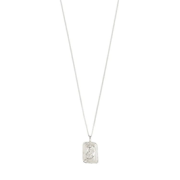 PISCES ZODIAC SIGN NECKLACE - SQUARE (SILVER-PLATED)