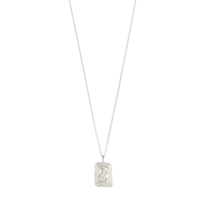 PISCES ZODIAC SIGN NECKLACE - SQUARE (SILVER-PLATED)