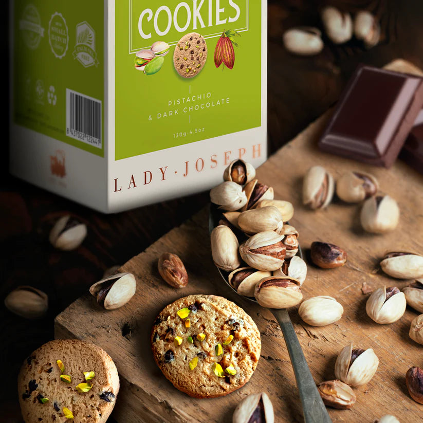 DARK CHOCOLATE AND PISTACHIO COOKIES 130G