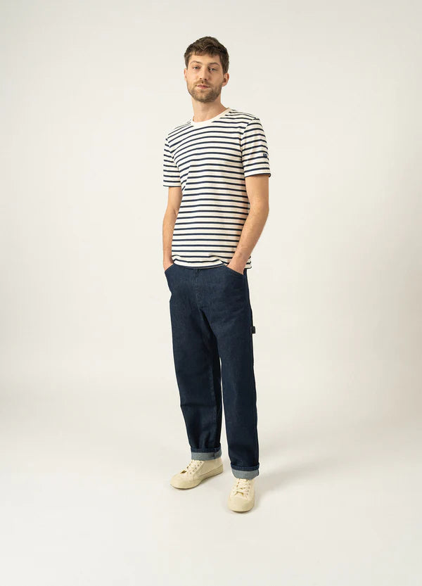 PLOUIDER STRIPED T-SHIRT "ECRU/MARINE"