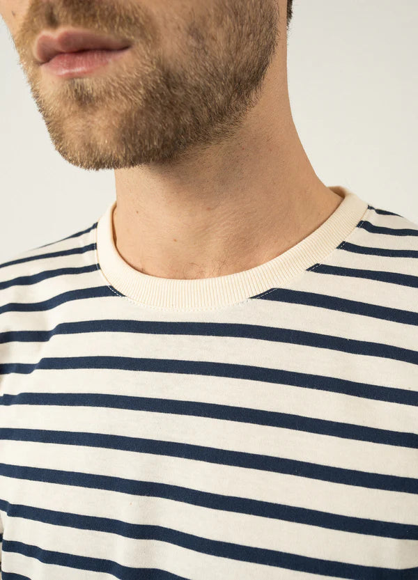 PLOUIDER STRIPED T-SHIRT "ECRU/MARINE"