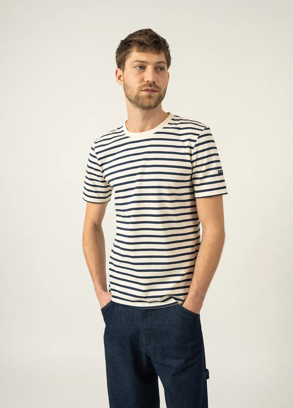 PLOUIDER STRIPED T-SHIRT "ECRU/MARINE"