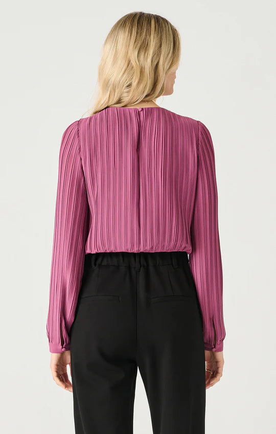 LS PLEATED BLOUSE "LIGHT PLUM"