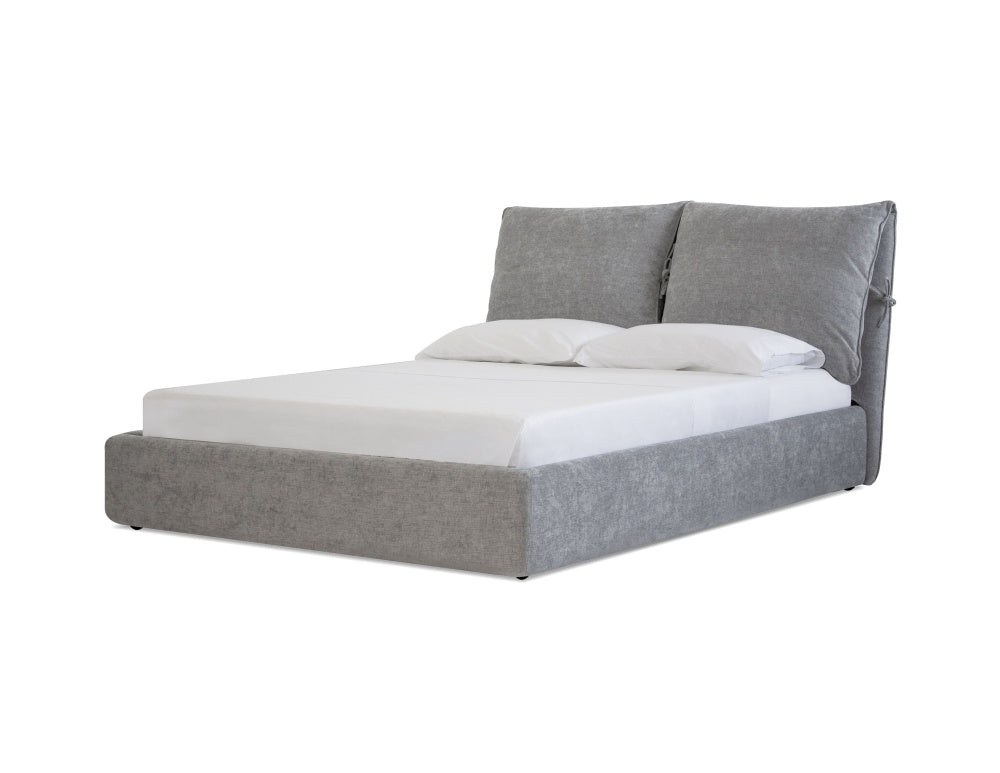 PLUME UPHOLSTERED BED "HEATHER GREY CHENILLE"