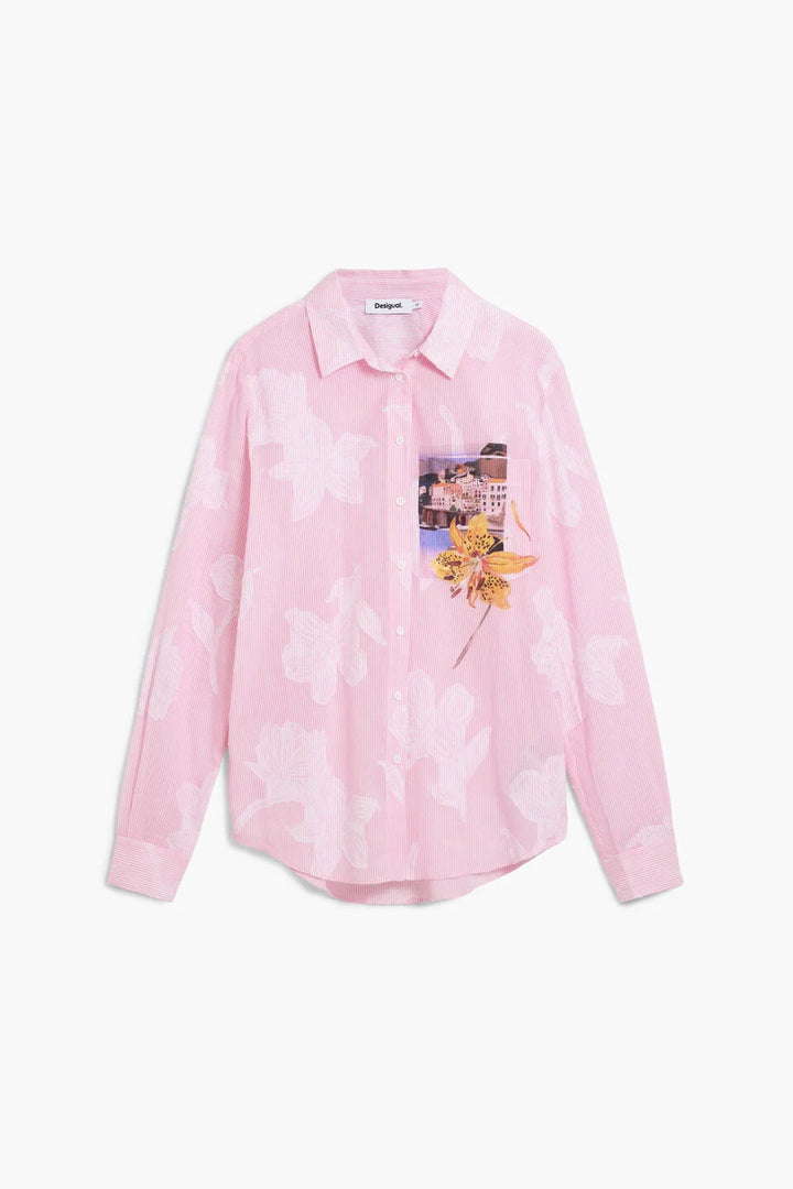 STRIPED POSTCARD SHIRT "PINK"