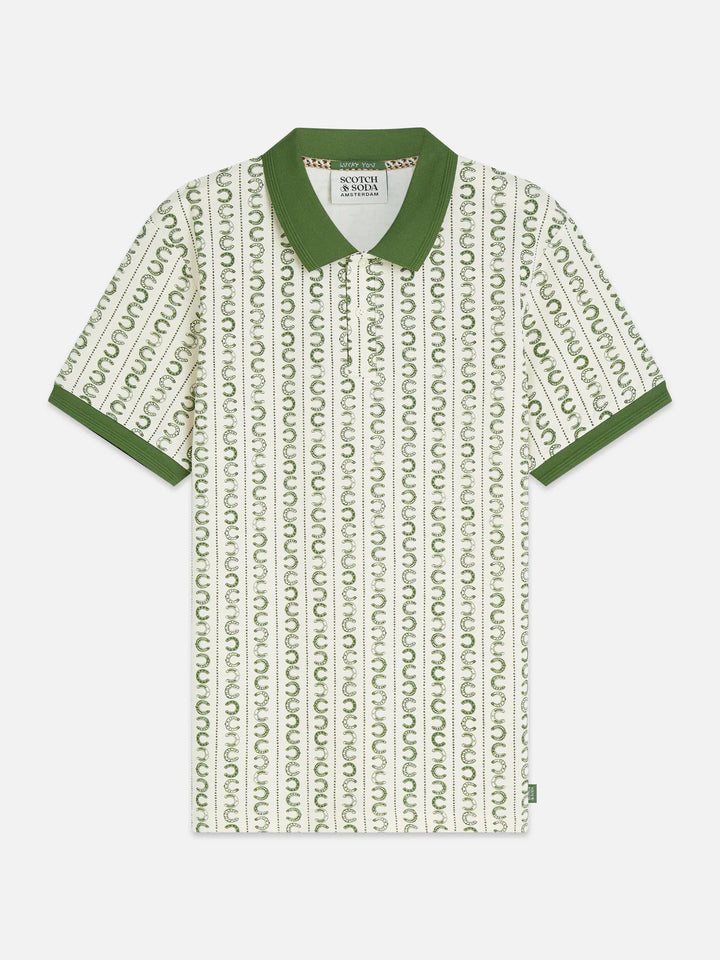 PRINTED POLO "HORSESHOE STRIPE EGGNOG"