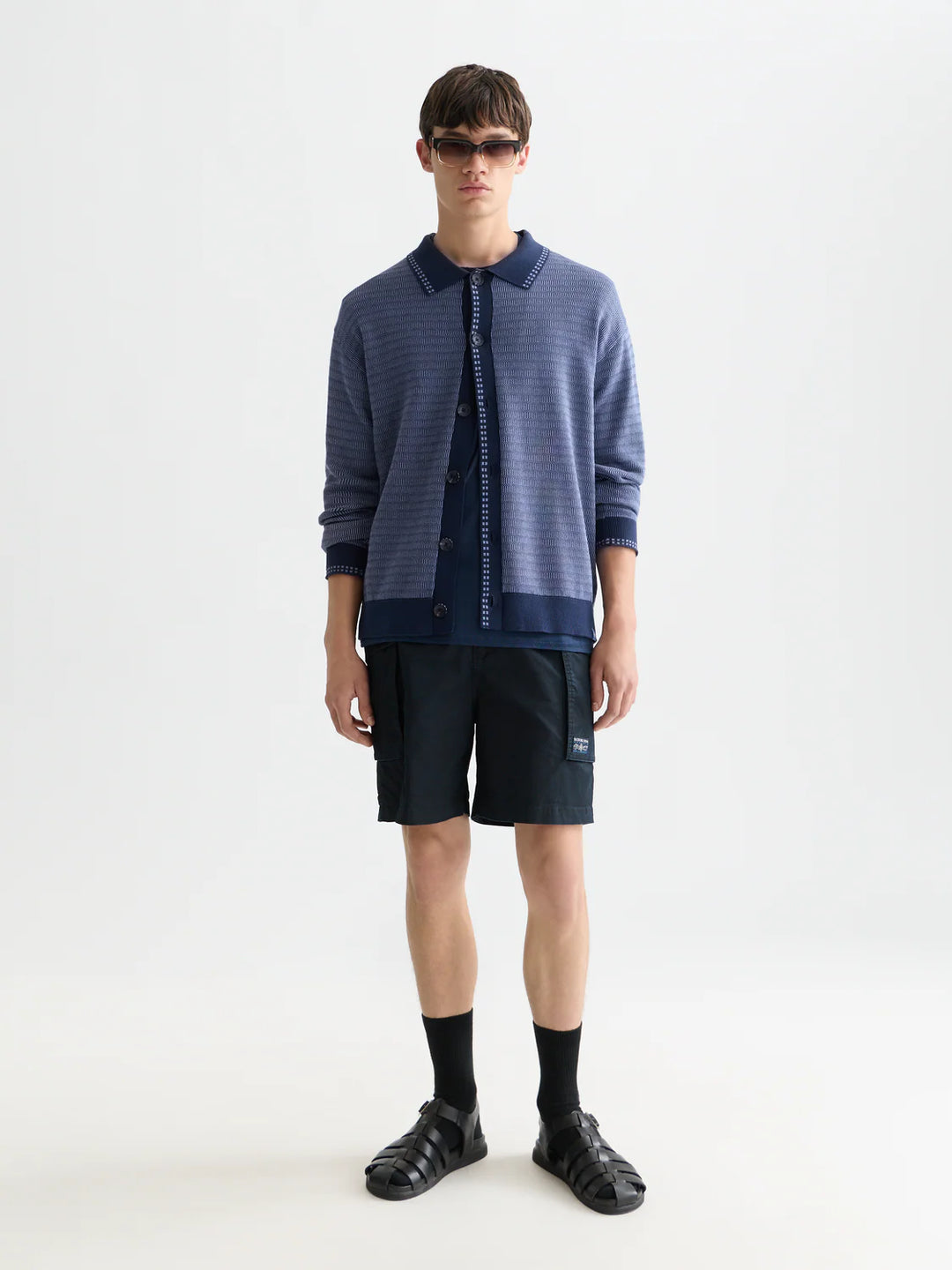 POLO DROPPED SHOULDER CARDIGAN "PAGEANT BLUE"