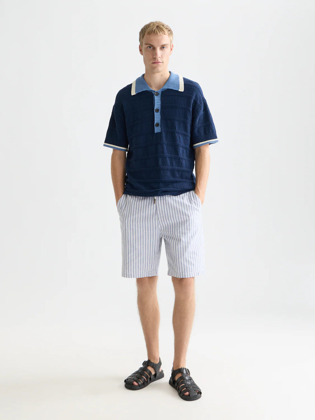 STRUCTURED KNITTED LOOSE POLO "PAGEANT BLUE"
