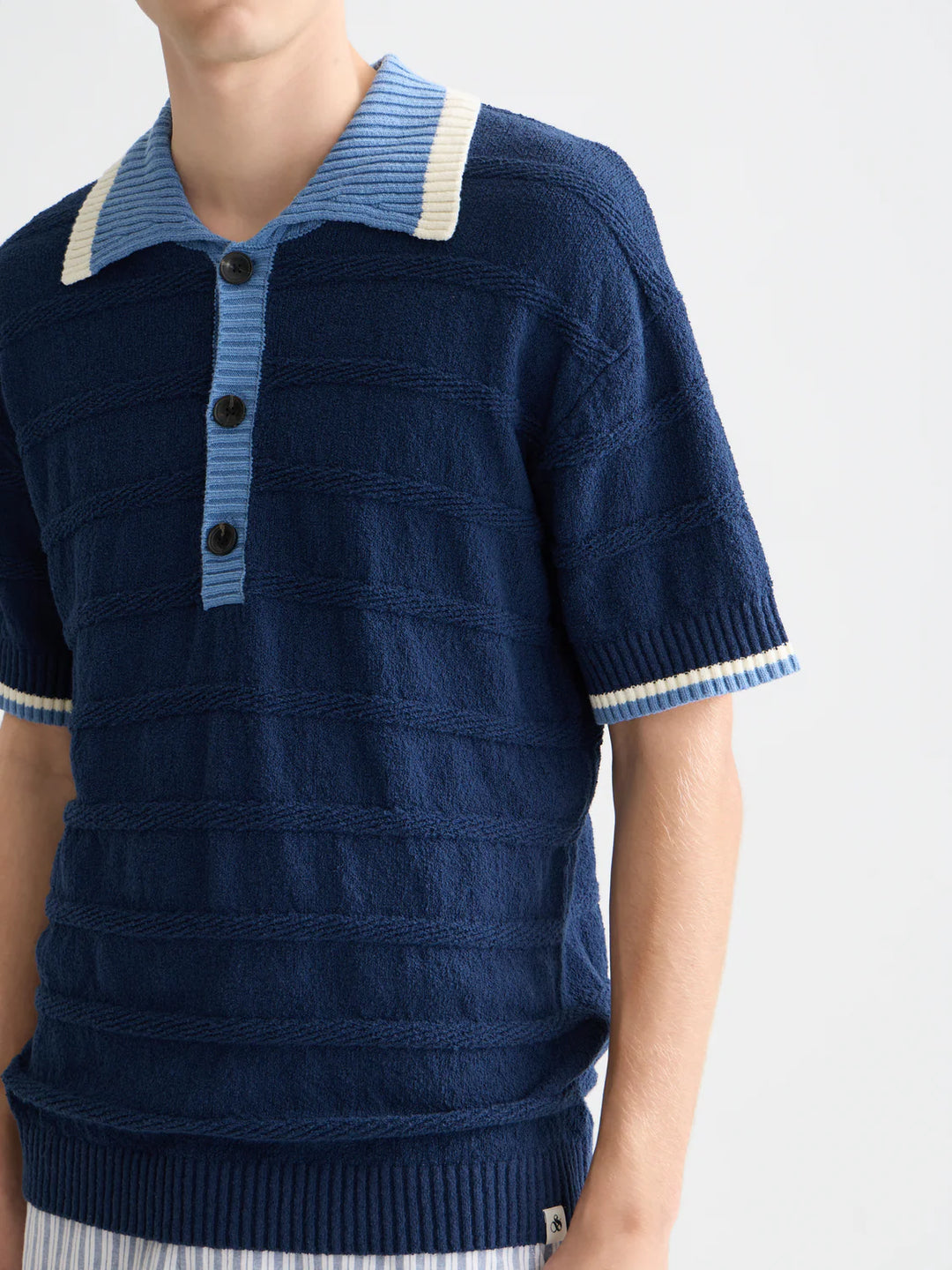 STRUCTURED KNITTED LOOSE POLO "PAGEANT BLUE"
