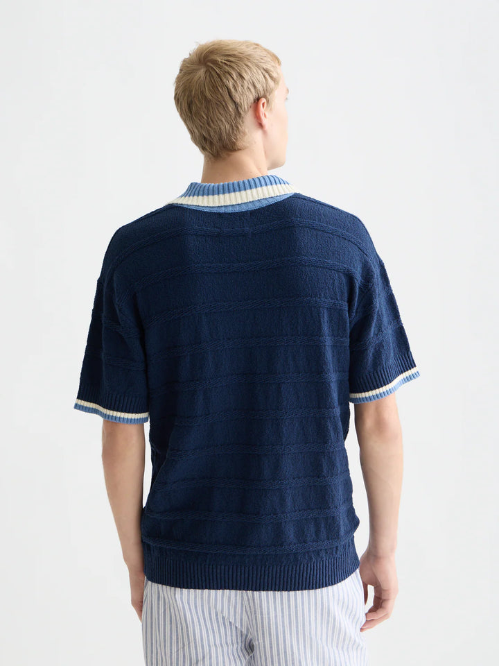 STRUCTURED KNITTED LOOSE POLO "PAGEANT BLUE"
