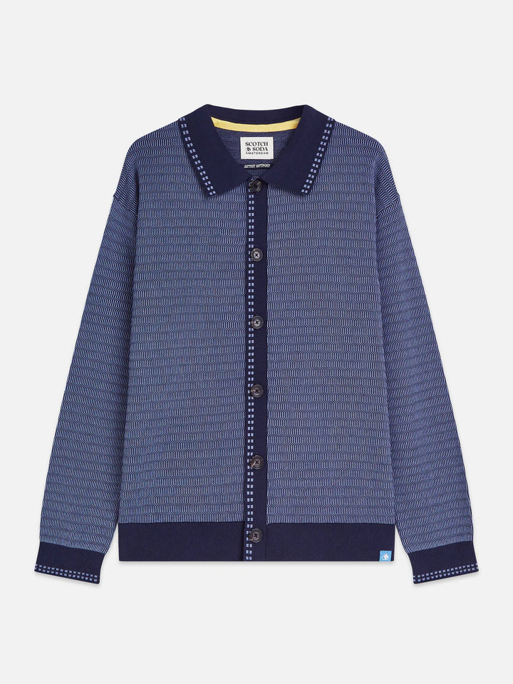 POLO DROPPED SHOULDER CARDIGAN "PAGEANT BLUE"