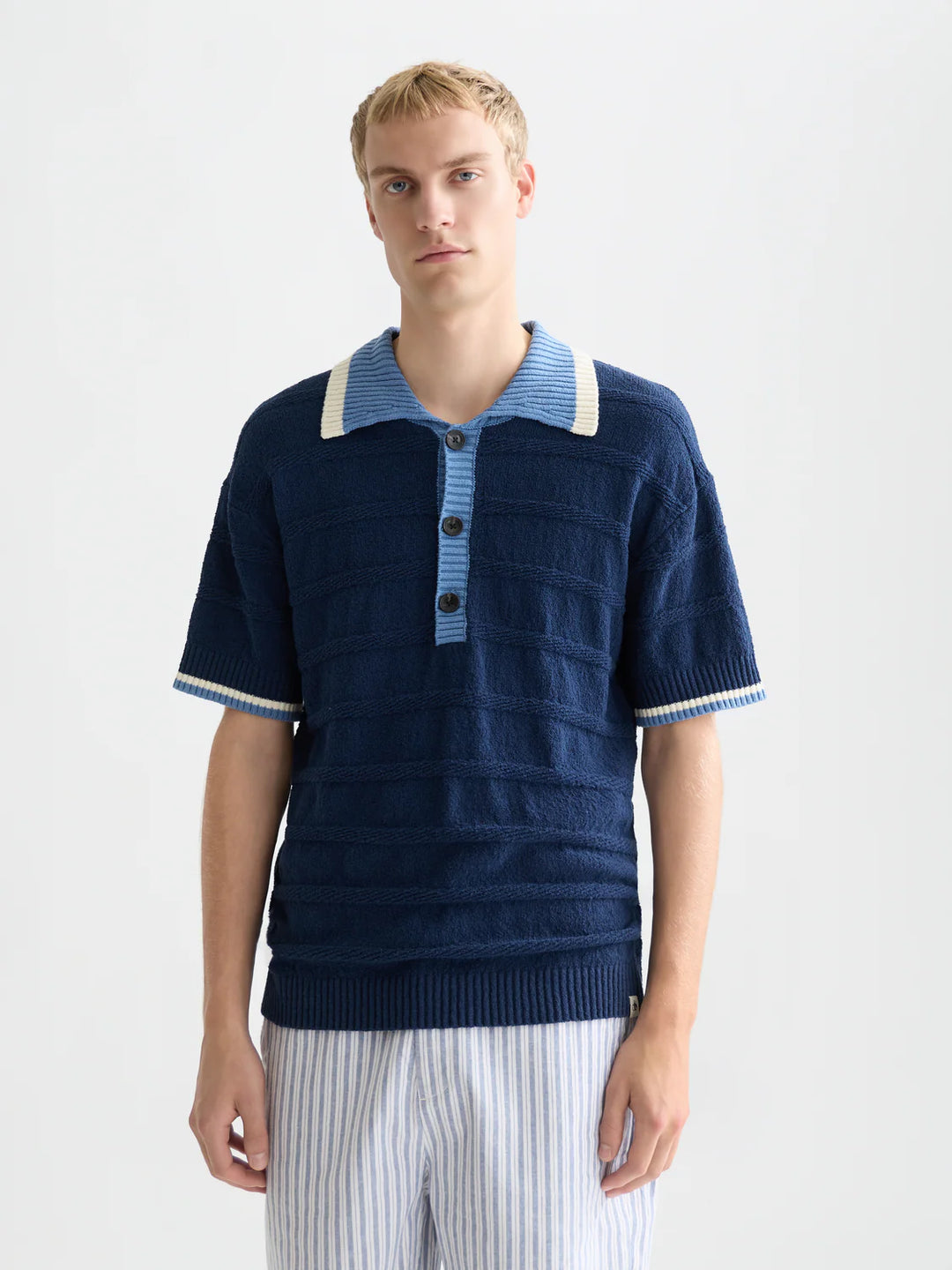 STRUCTURED KNITTED LOOSE POLO "PAGEANT BLUE"