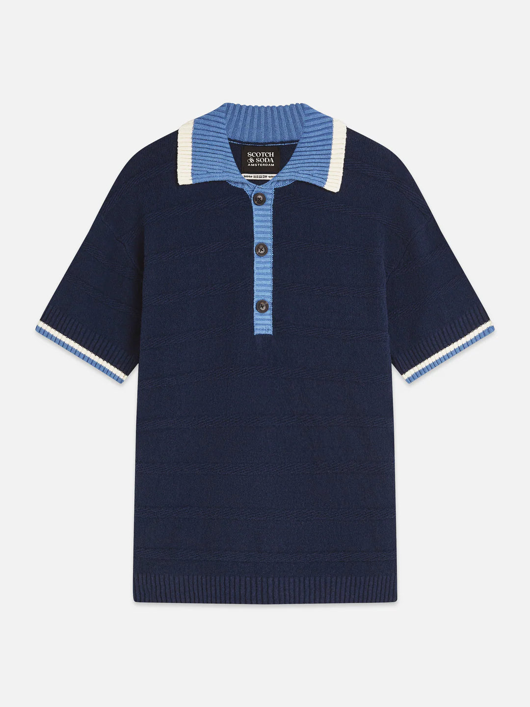 STRUCTURED KNITTED LOOSE POLO "PAGEANT BLUE"