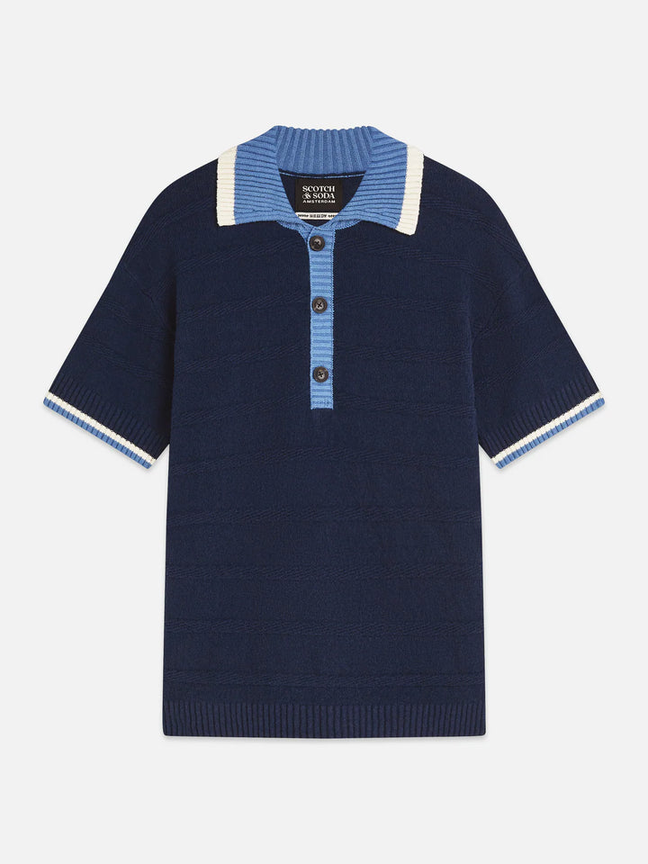 STRUCTURED KNITTED LOOSE POLO "PAGEANT BLUE"