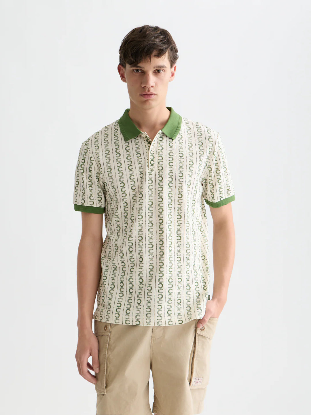 PRINTED POLO "HORSESHOE STRIPE EGGNOG"