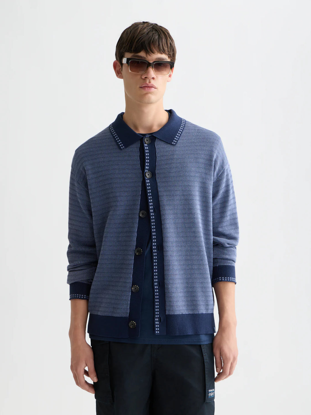 POLO DROPPED SHOULDER CARDIGAN "PAGEANT BLUE"