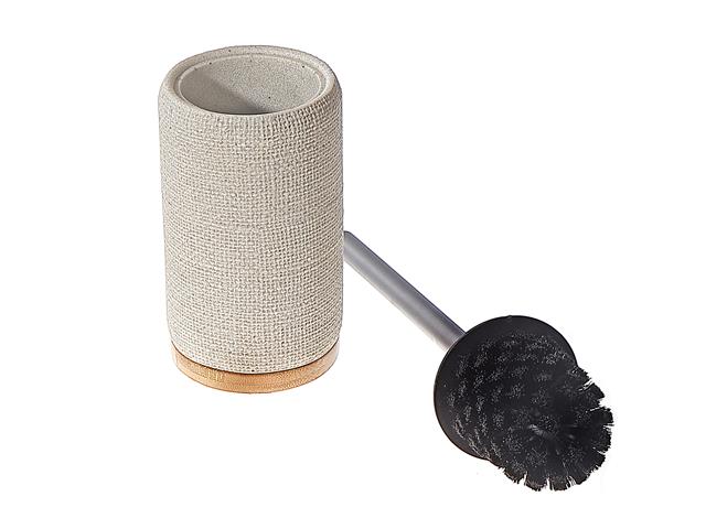 POLYRESIN TOILET BRUSH HOLDER WITH BAMBOO BASE