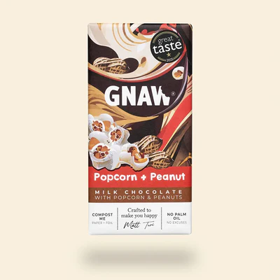 POPCORN & PEANUT MILK CHOCOLATE BAR 80G