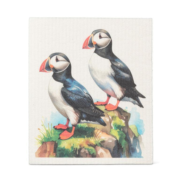 PAIR OF PUFFINS DISHCLOTH 6.75X7.5&